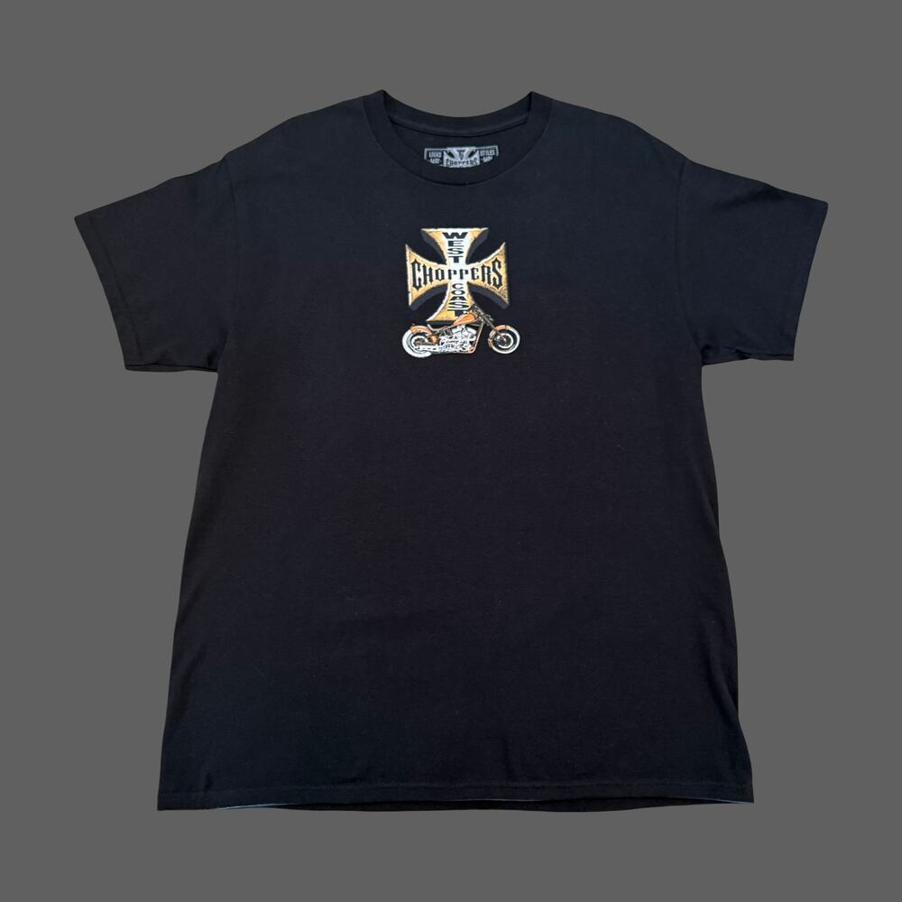 West Coast Choppers Chopper & Flame Graphic T-Shirt Mens Size L NWOT